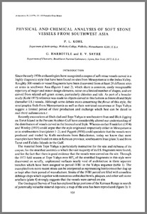 Physical and chemical analyses of soft stone vessels from Southwest Asia